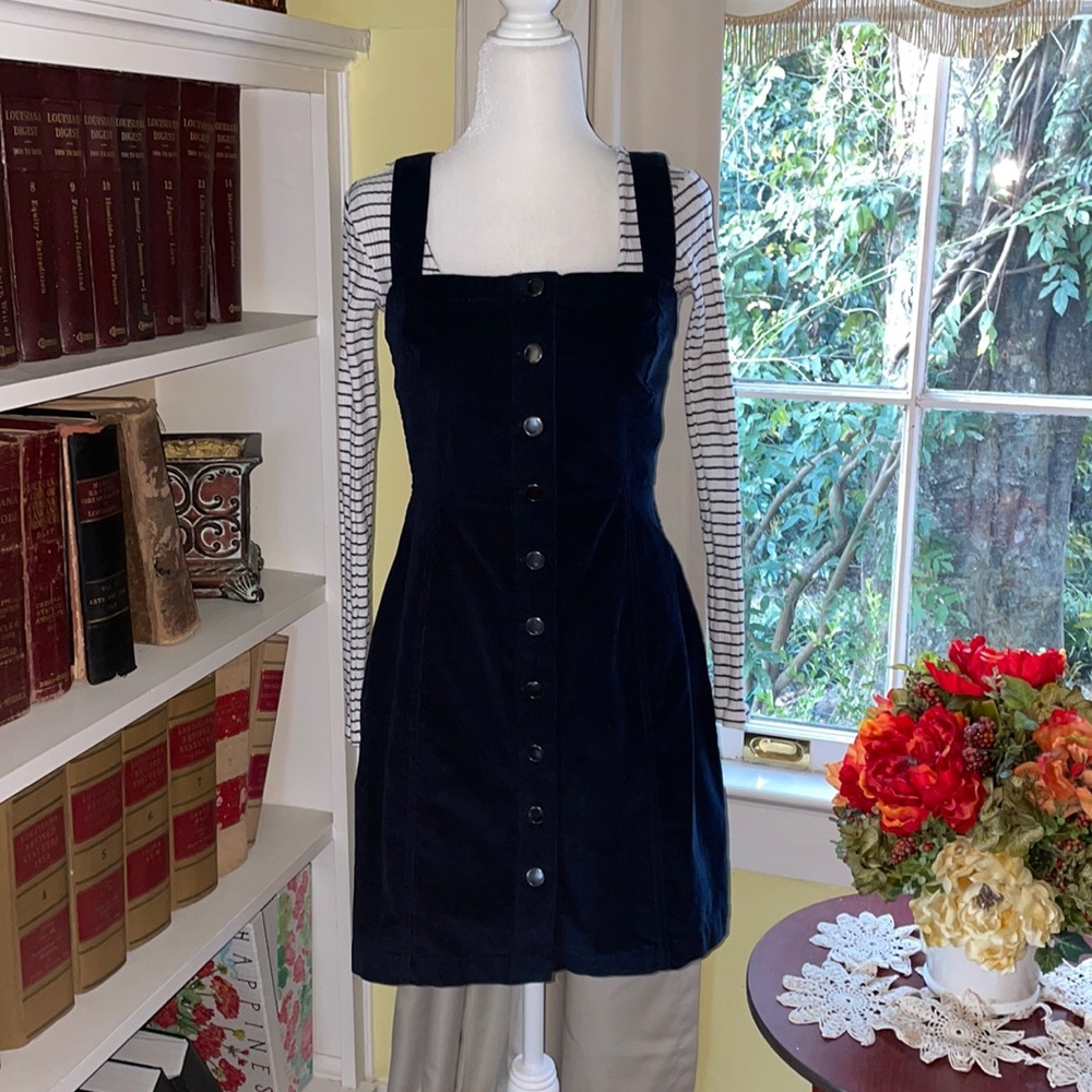 Aeropostale Navy Blue Corduroy Button Down Dress Size M